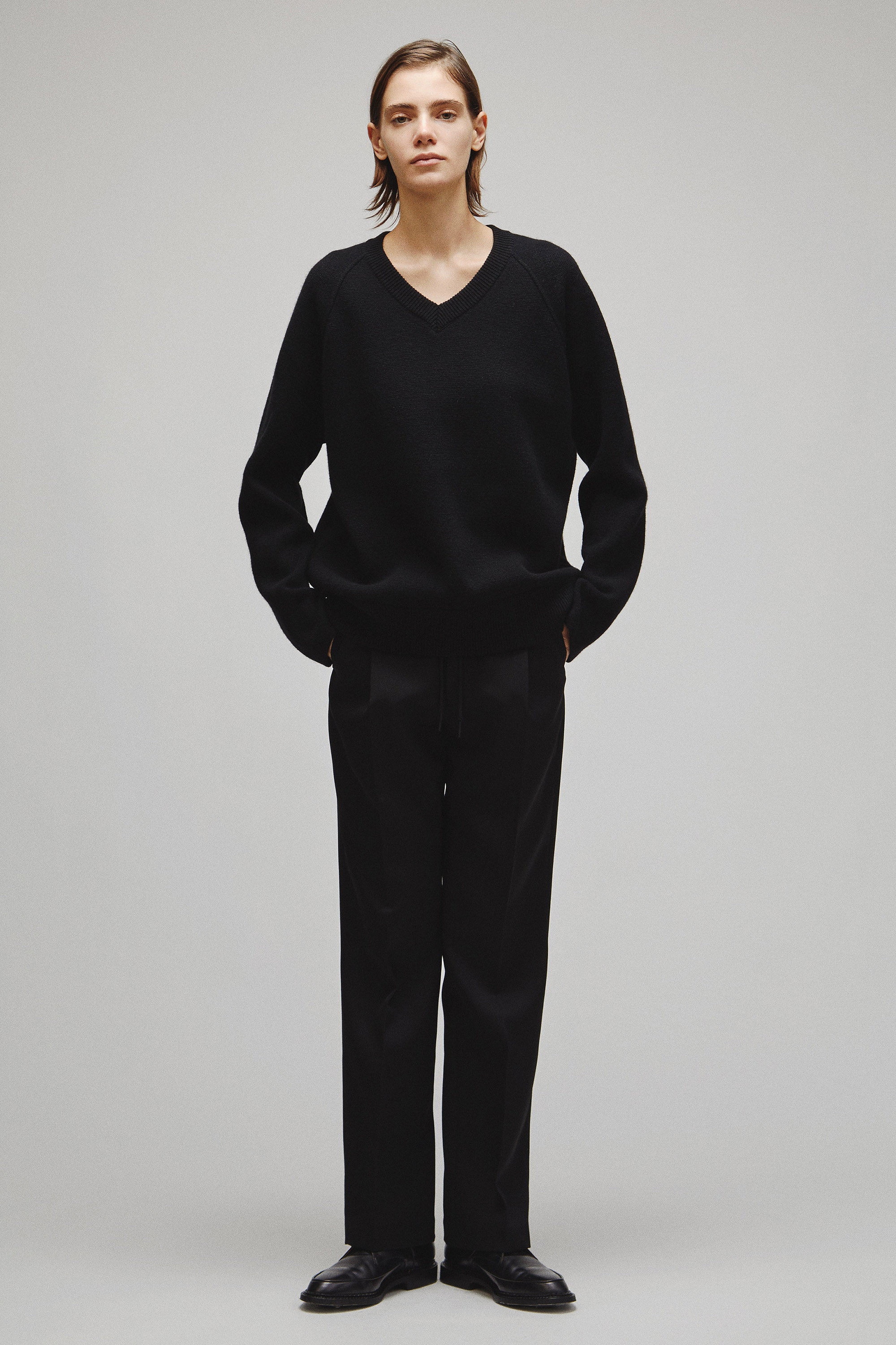 RERACS RAGLAN V NECK PULLOVER KNIT