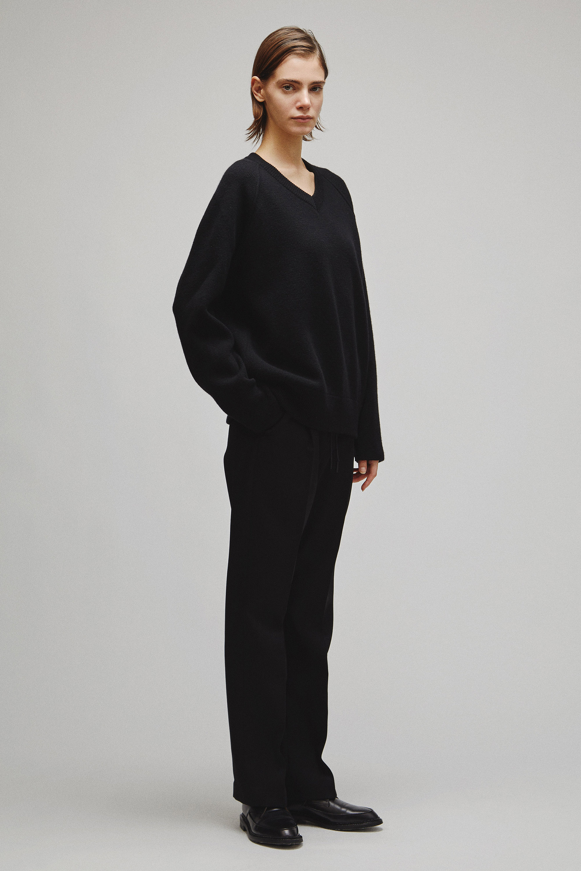 RERACS RAGLAN V NECK PULLOVER KNIT