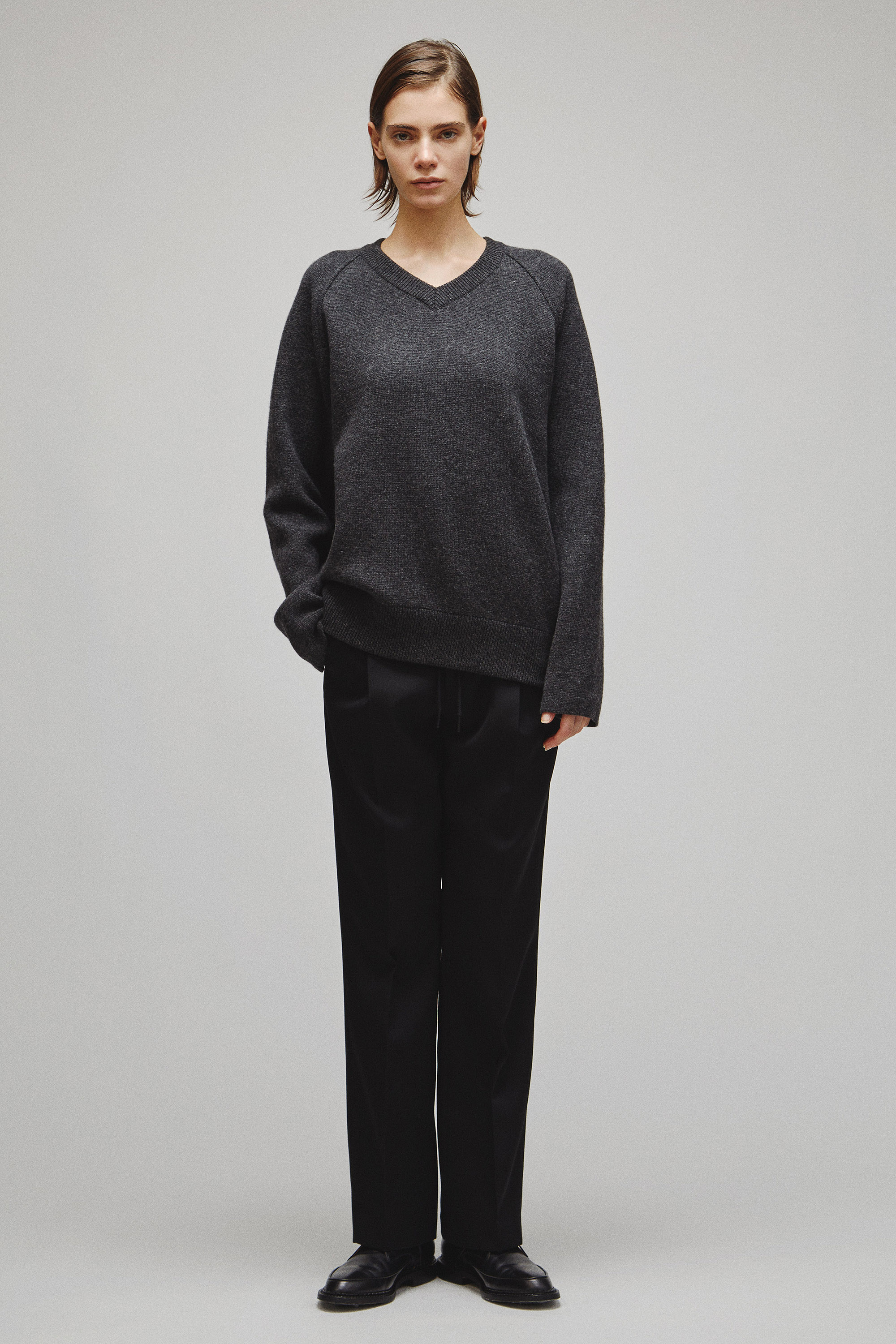 RERACS RAGLAN V NECK PULLOVER KNIT