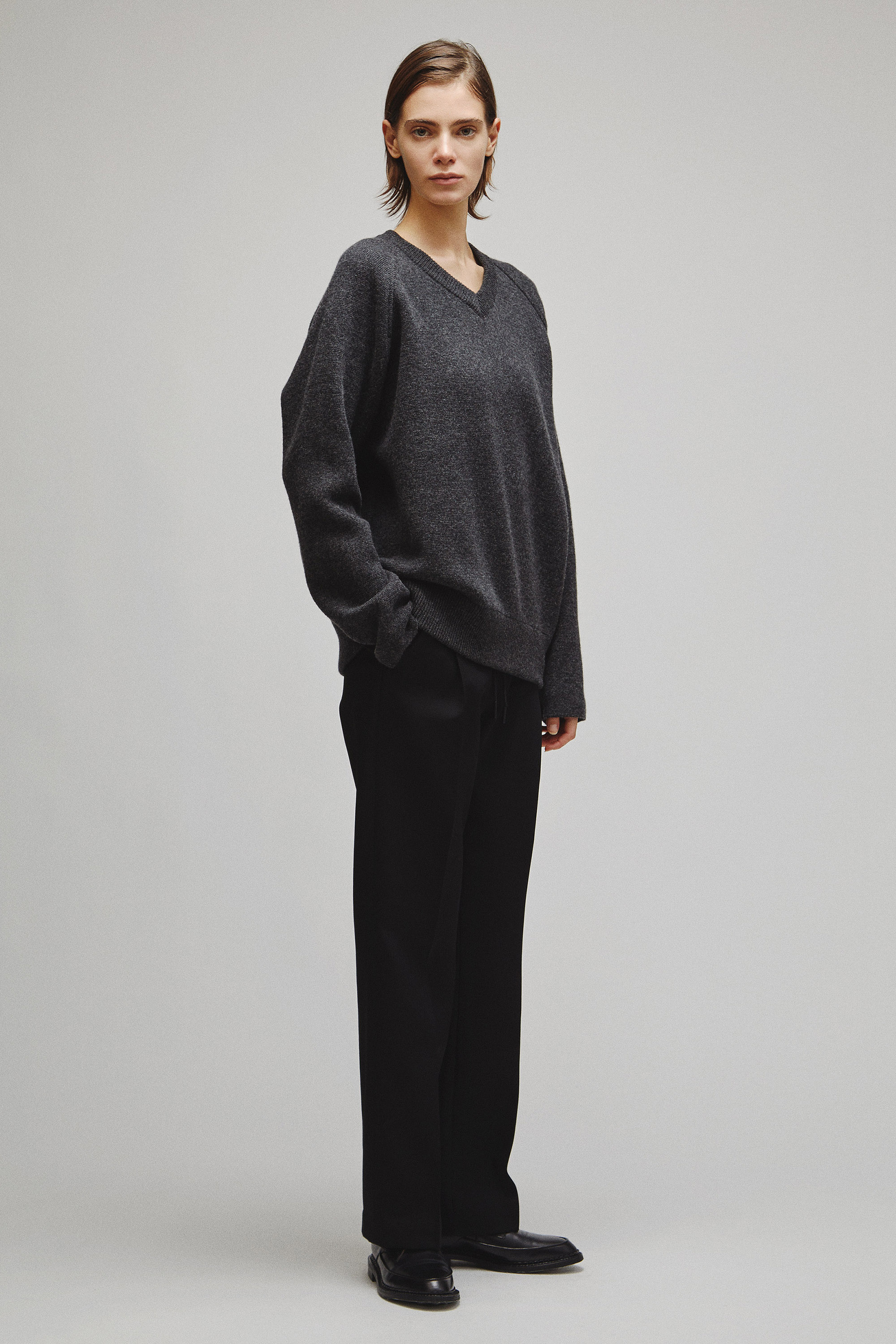 RERACS RAGLAN V NECK PULLOVER KNIT