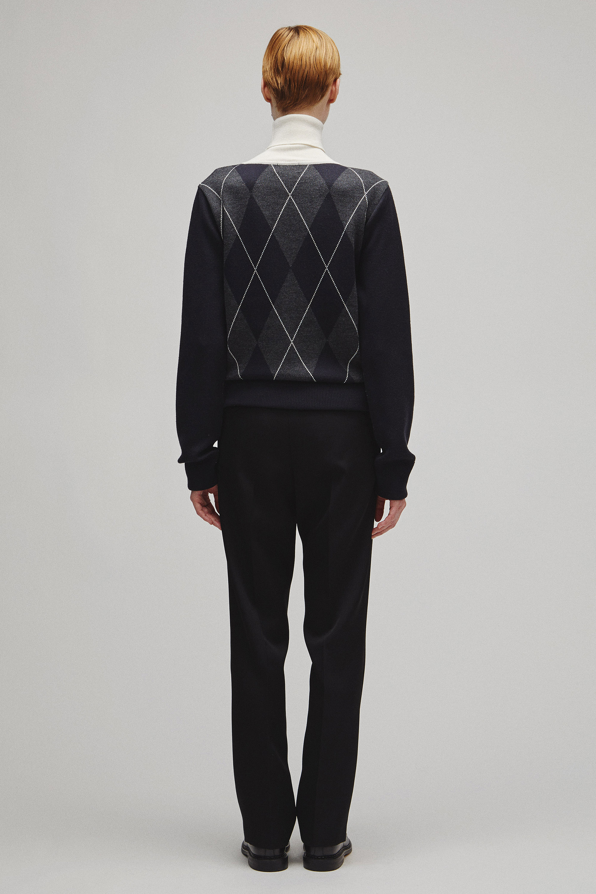 RERACS ARGYLE TURTLE NECK KNIT