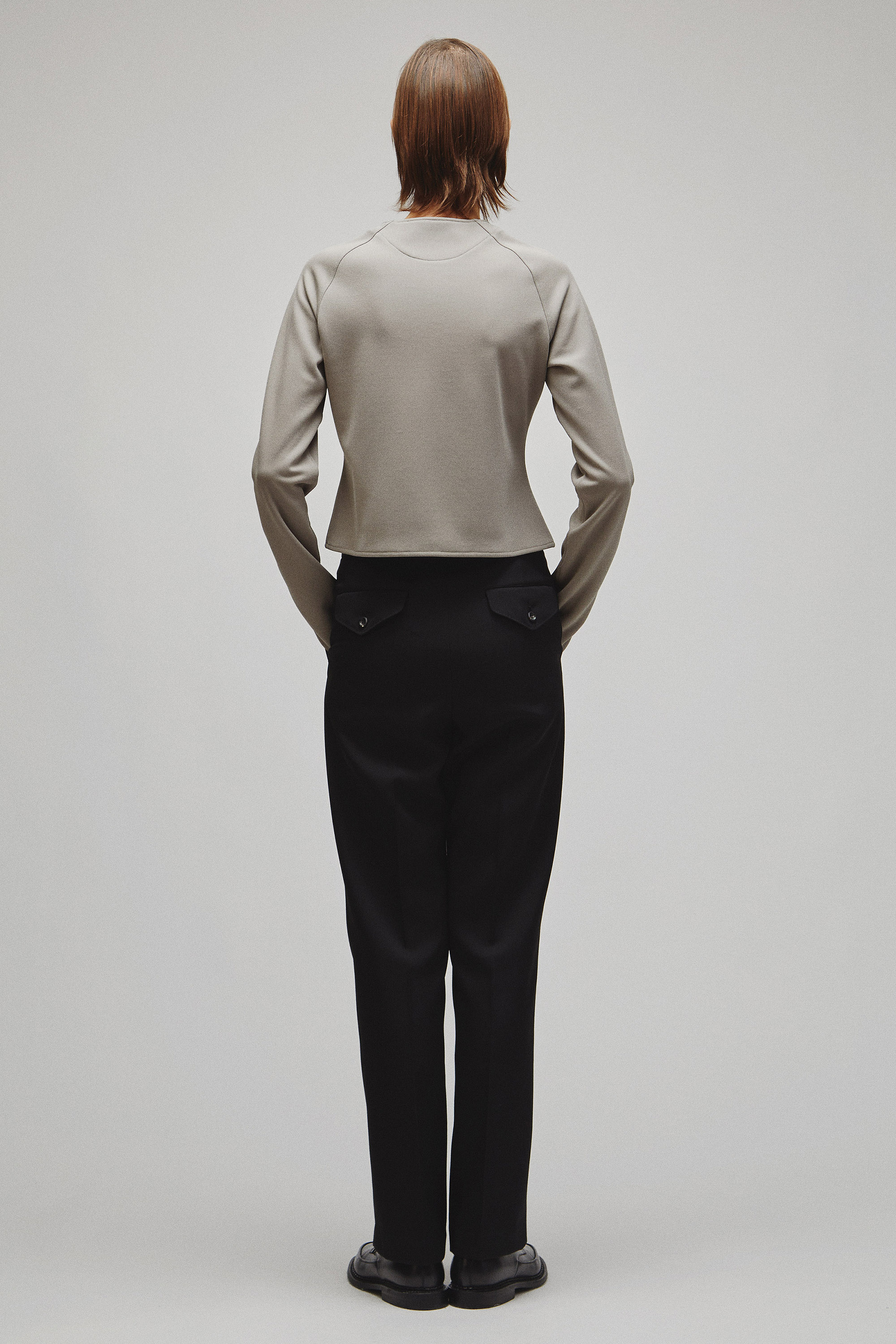 RERACS COLLARLESS TIGHT CARDIGAN