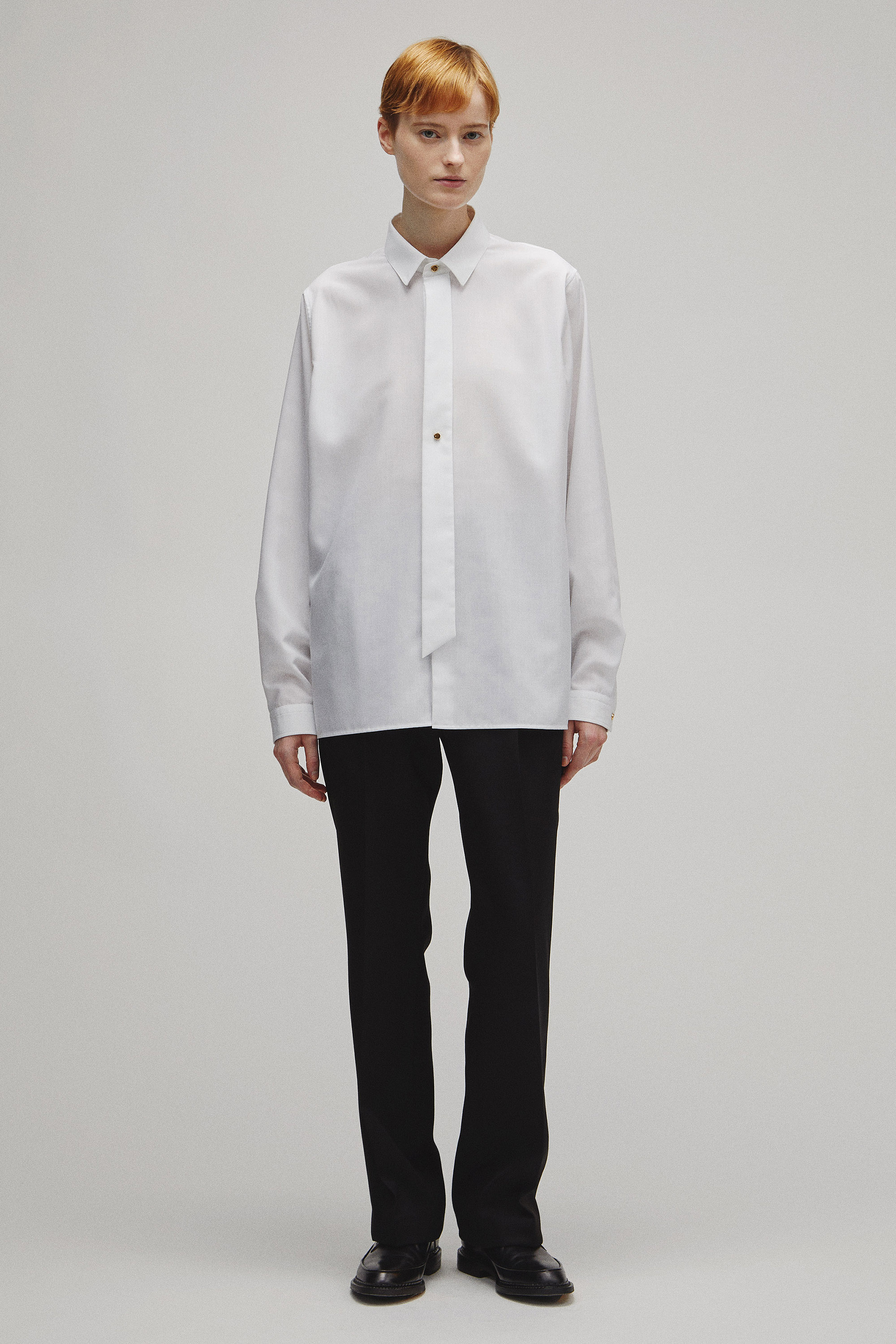 RERACS TINY COLLAR FRONT TIE SHIRT