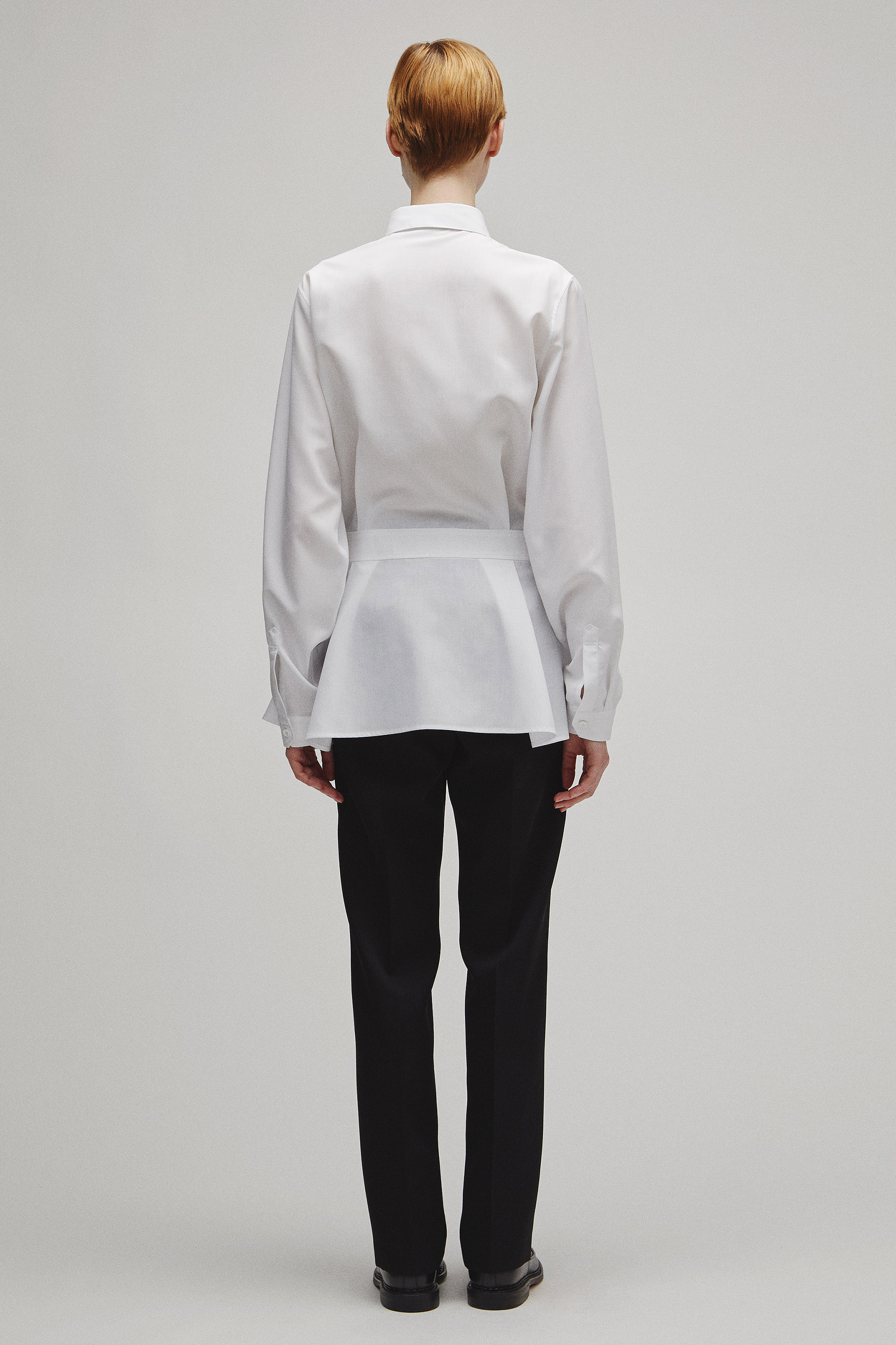 RERACS REGULAR COLLAR PEPLUM SHIRT