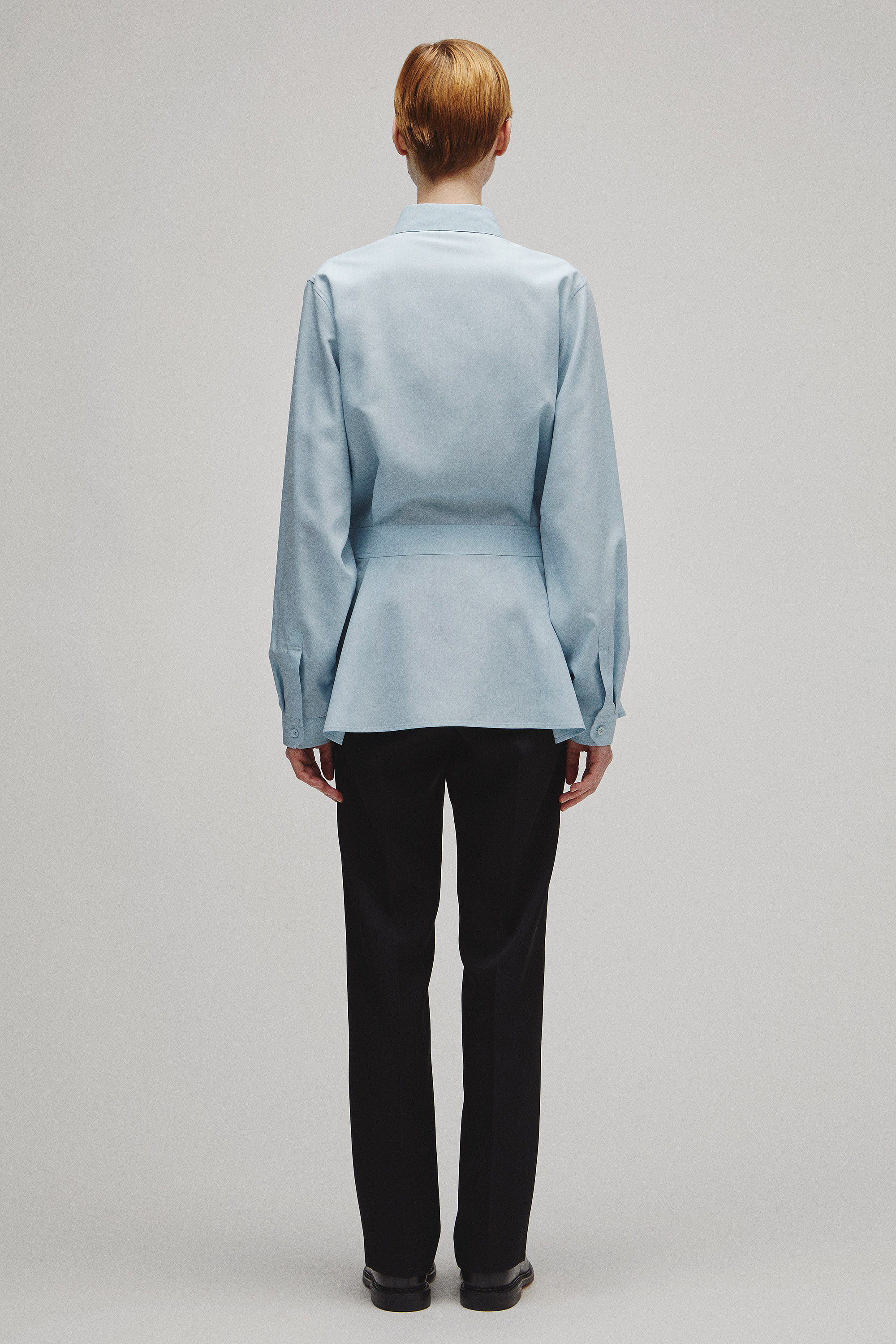 RERACS REGULAR COLLAR PEPLUM SHIRT