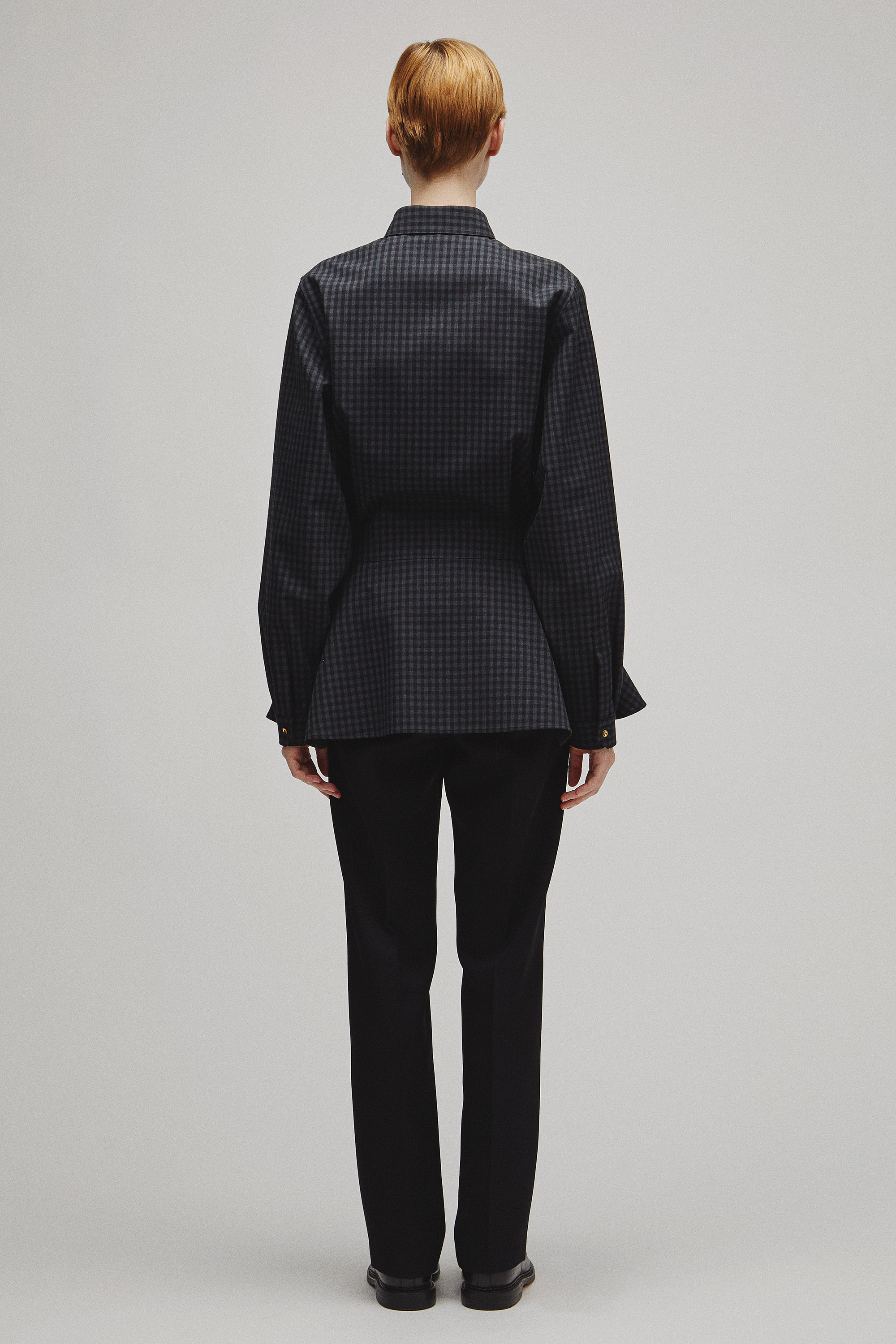 RERACS REGULAR COLLAR PEPLUM SHIRT