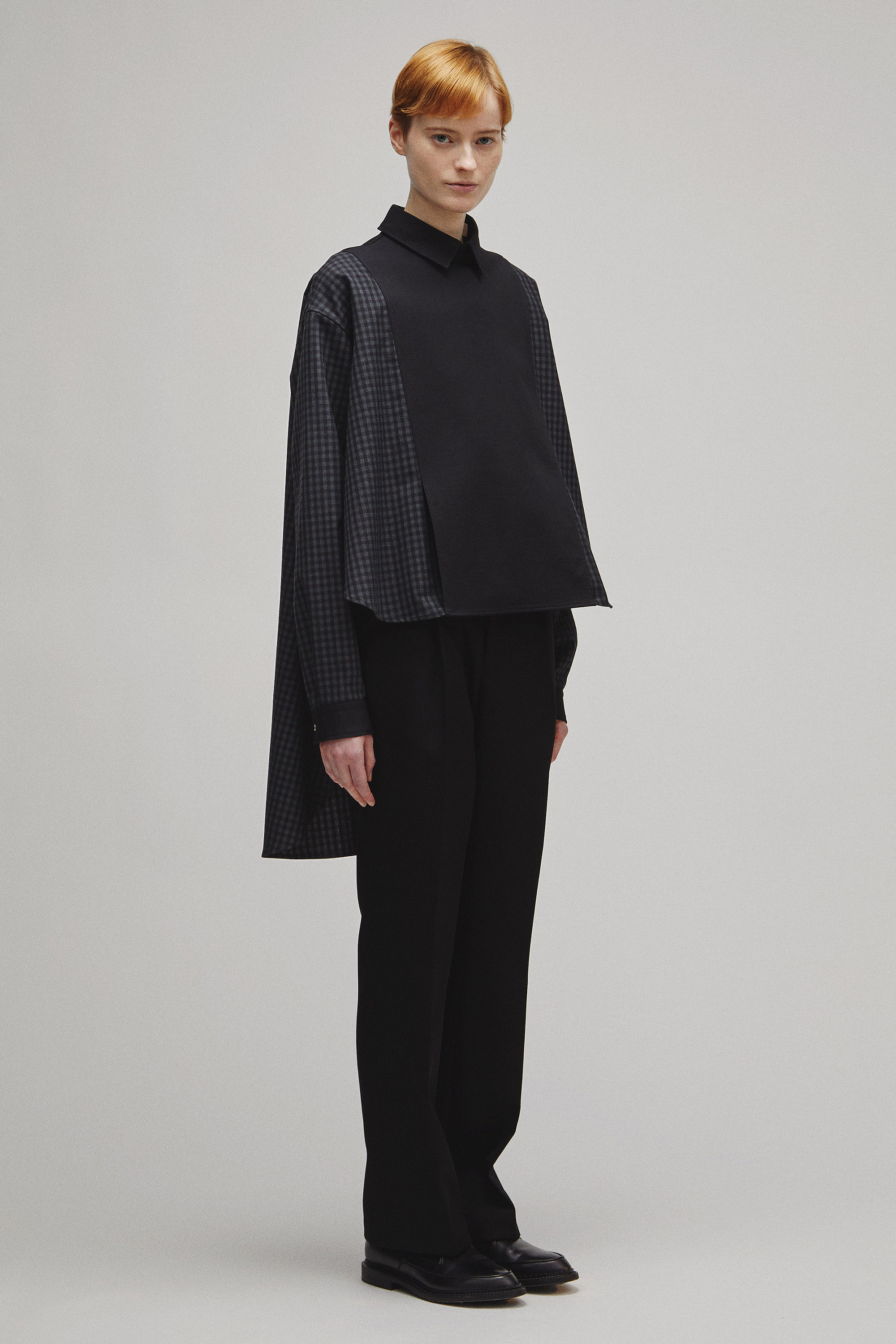 RERACS TUXEDO A-LINE TAIL SHIRT