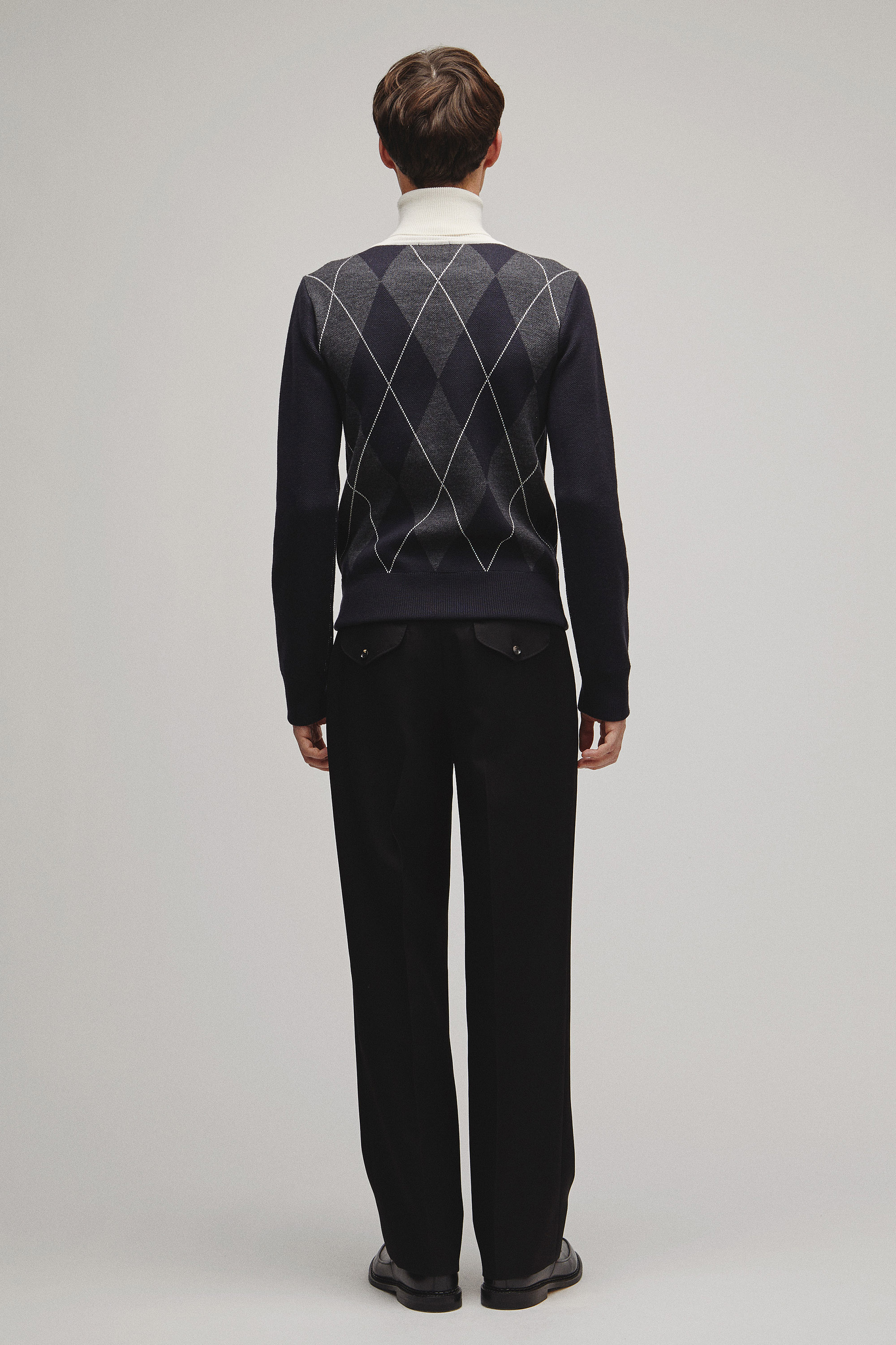RERACS ARGYLE TURTLE NECK KNIT
