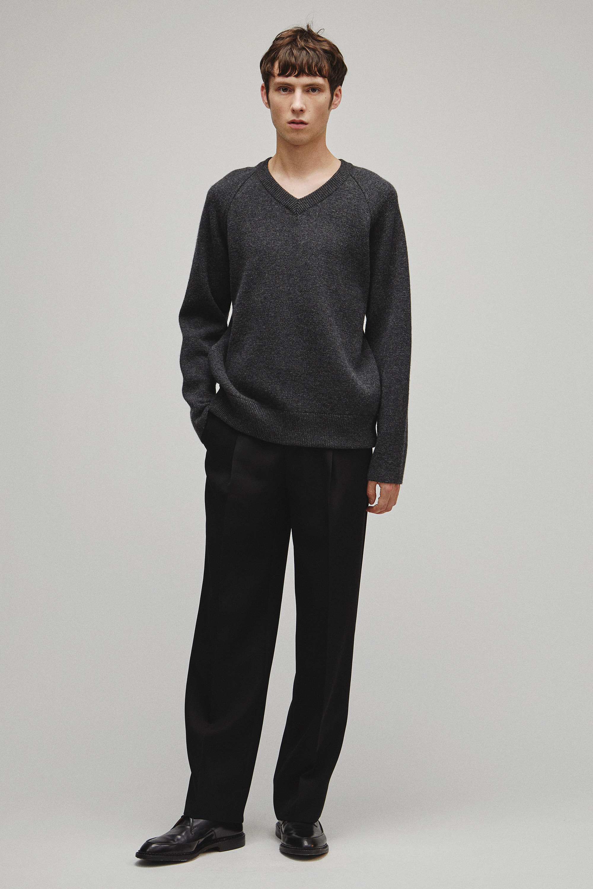 RERACS RAGLAN V NECK PULLOVER KNIT