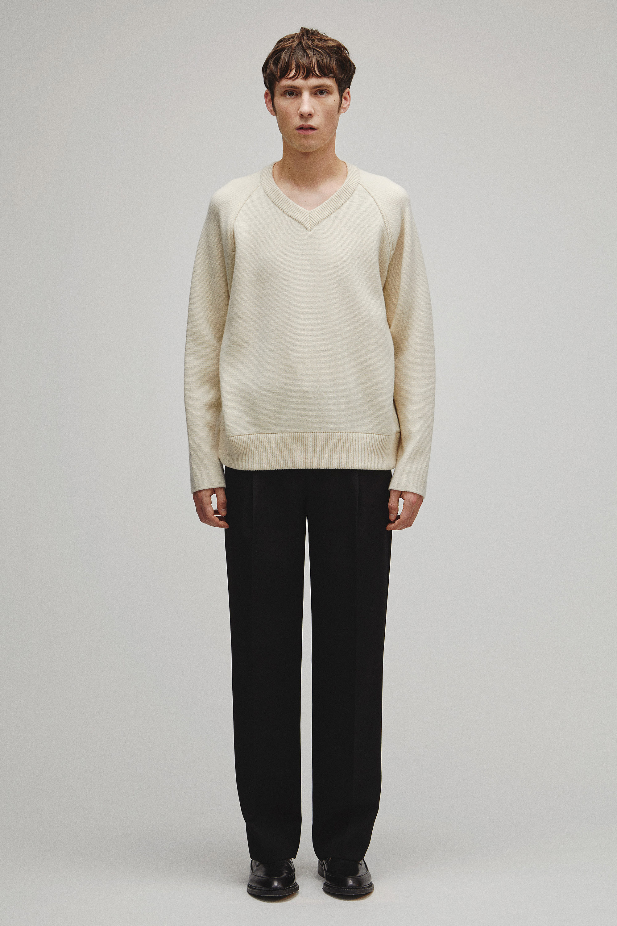 RERACS RAGLAN V NECK PULLOVER KNIT