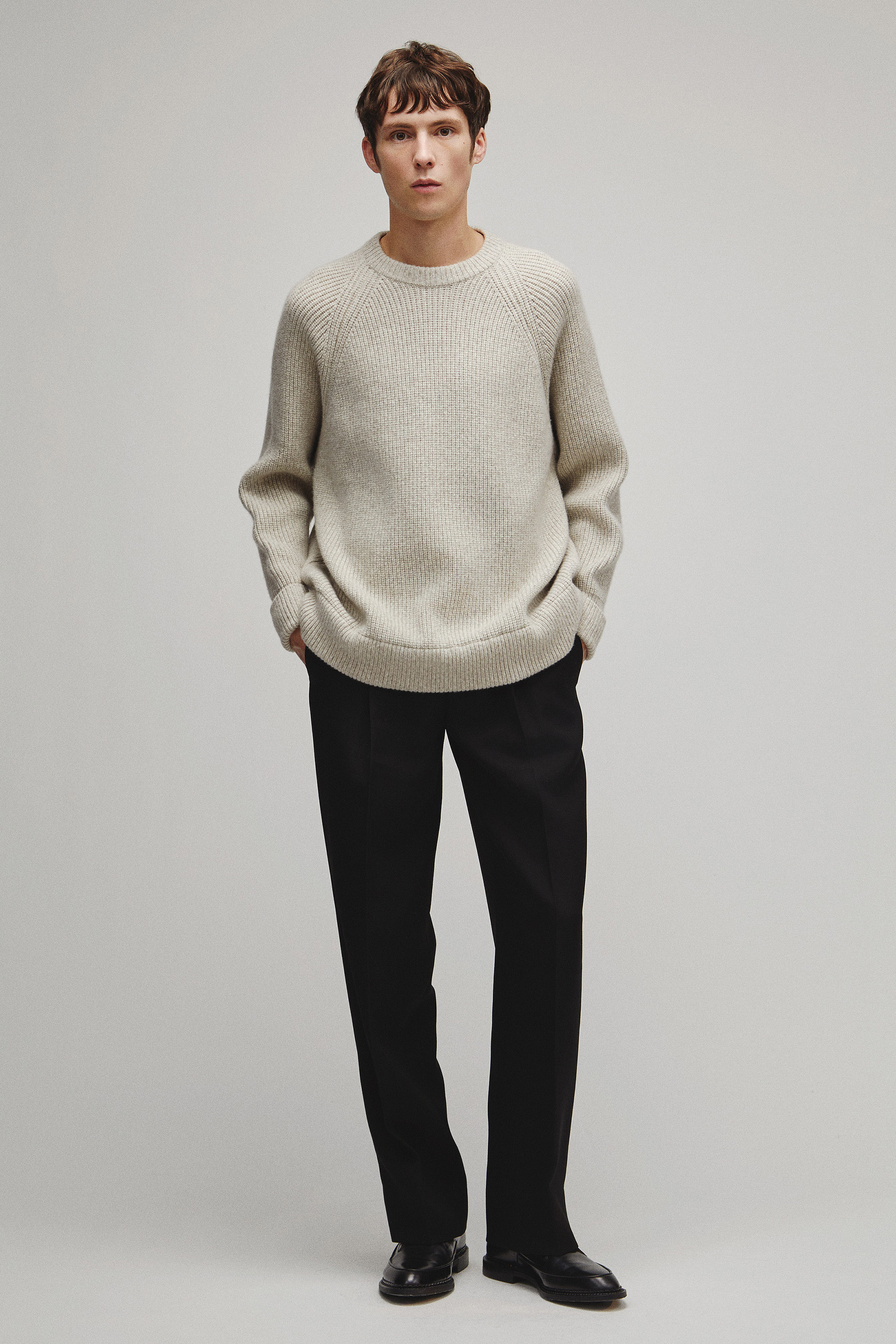 RERACS RAGLAN CREW NECK PULLOVER LOOSE KNIT