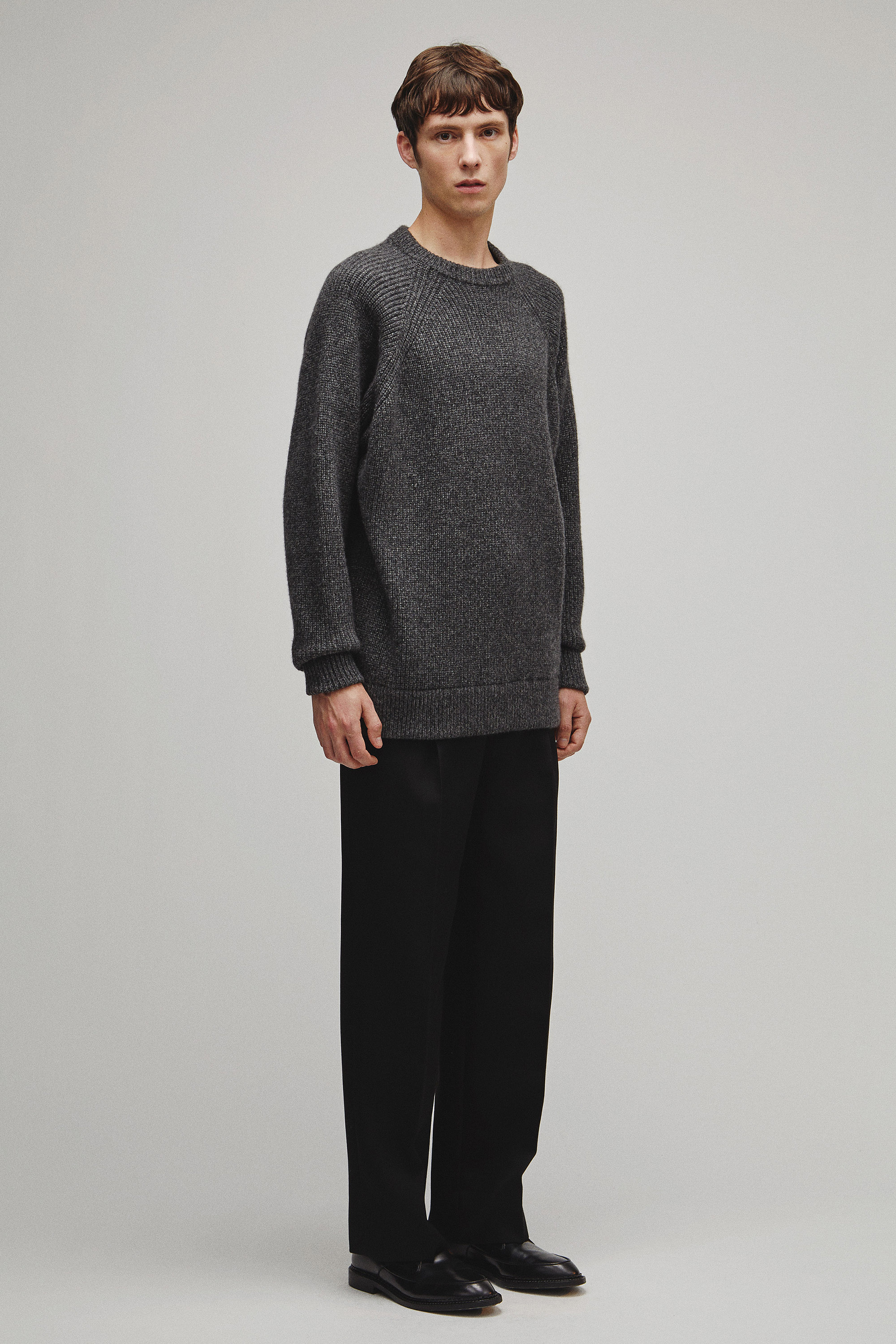 RERACS RAGLAN CREW NECK PULLOVER LOOSE KNIT