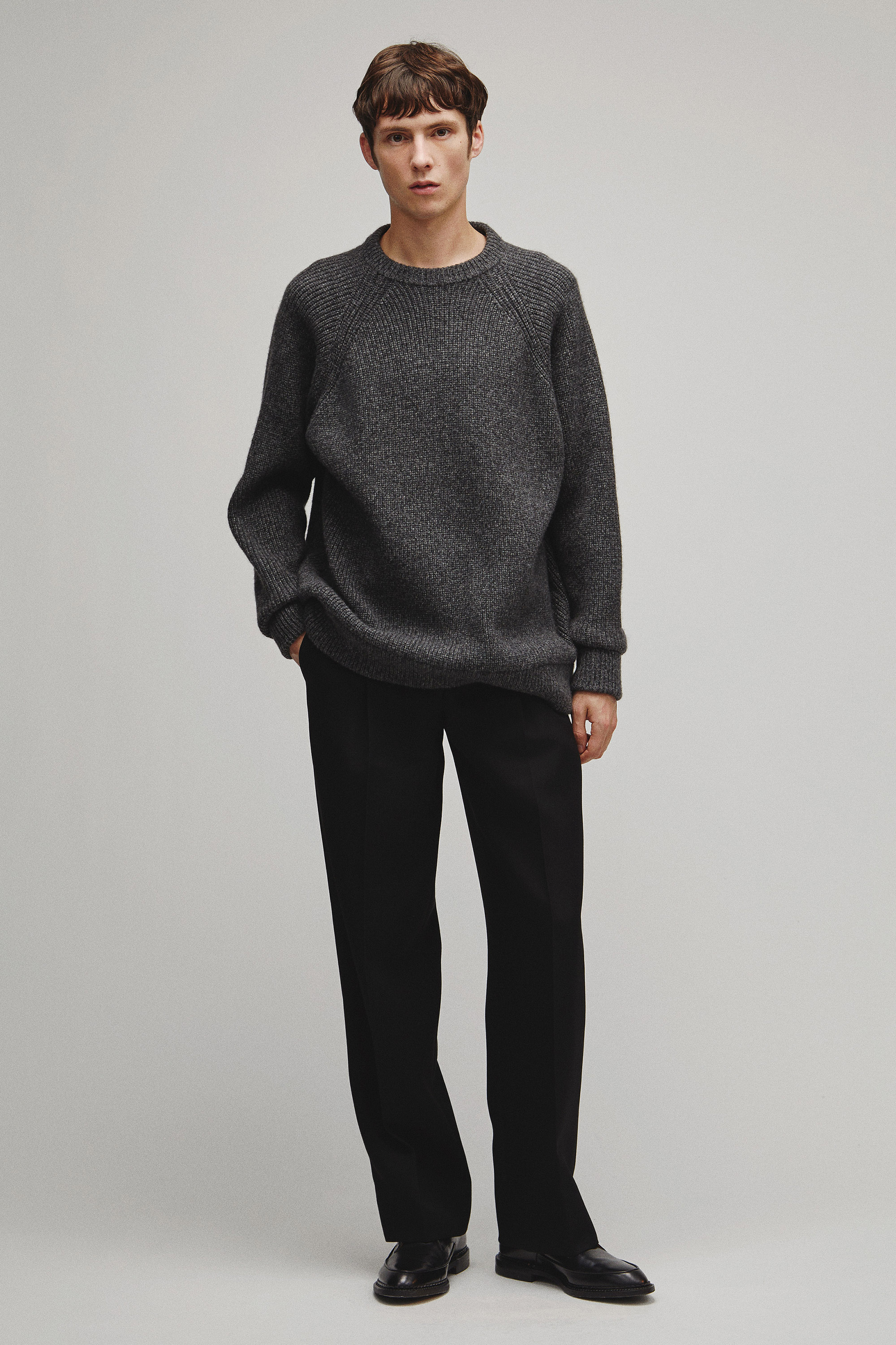 RERACS RAGLAN CREW NECK PULLOVER LOOSE KNIT