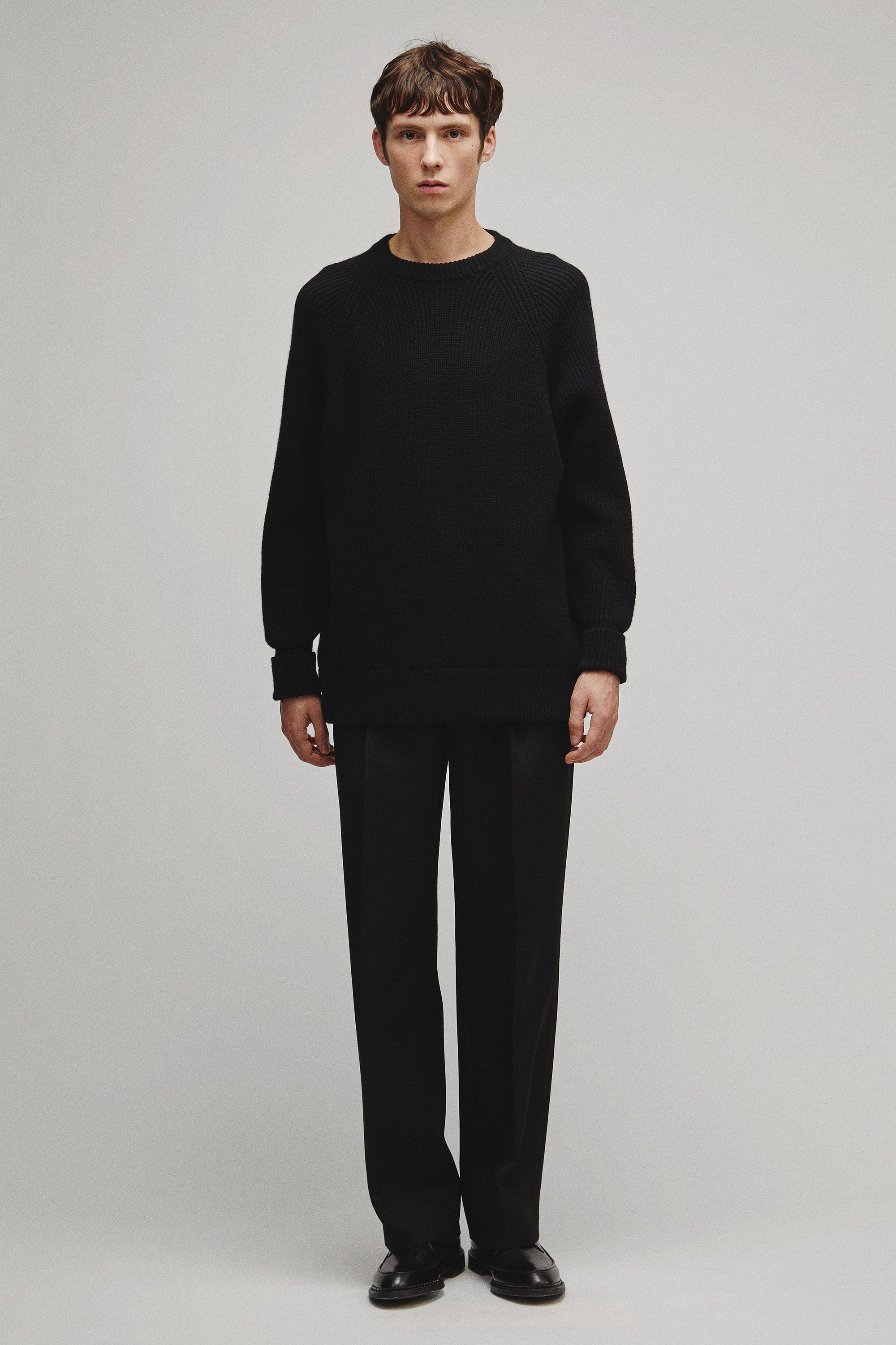 RERACS RAGLAN CREW NECK PULLOVER LOOSE KNIT
