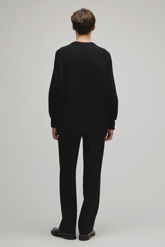 RERACS RAGLAN CREW NECK PULLOVER LOOSE KNIT