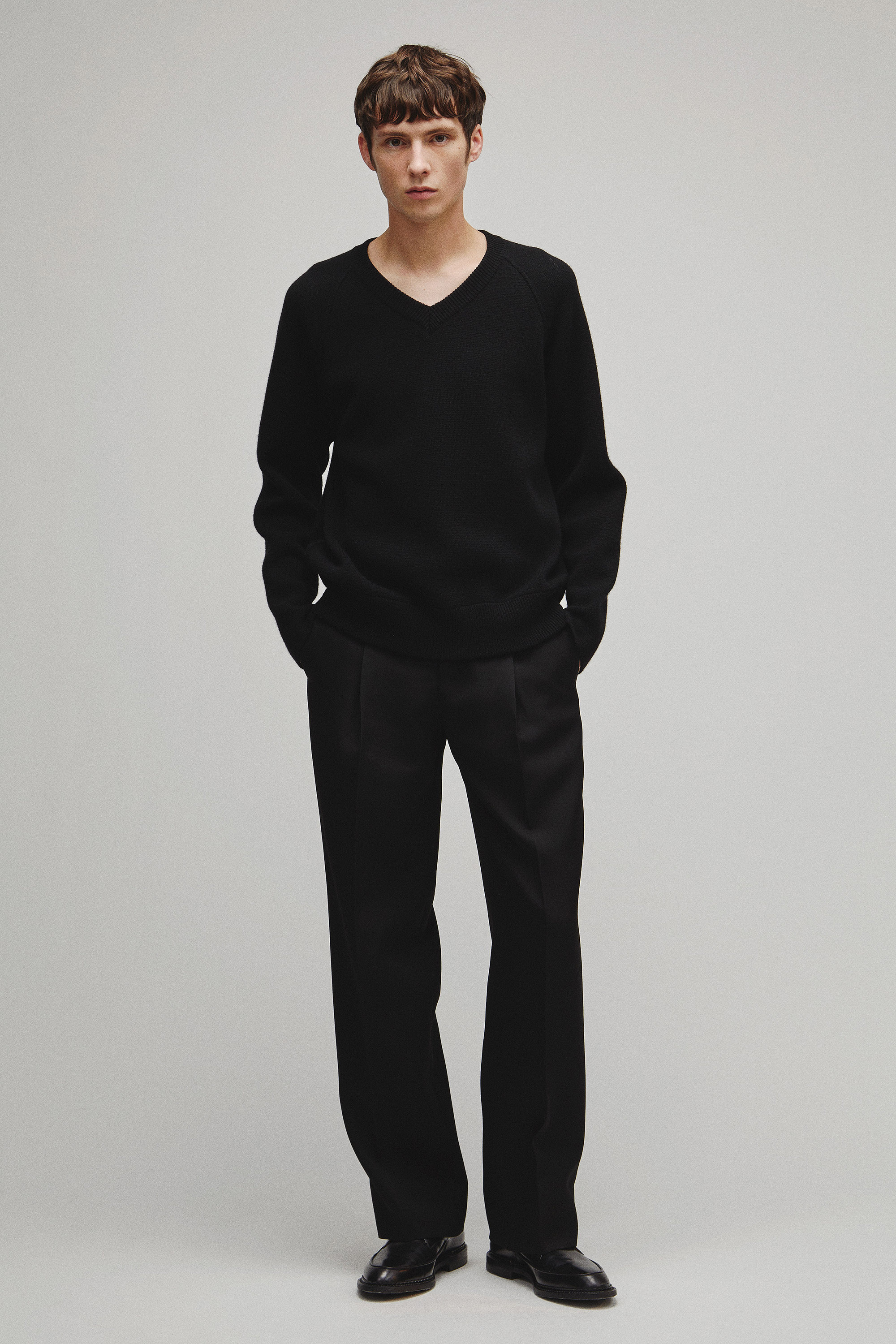RERACS RAGLAN V NECK PULLOVER KNIT
