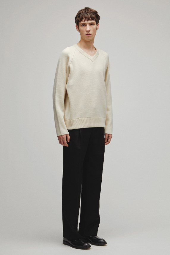 RERACS RAGLAN V NECK PULLOVER KNIT