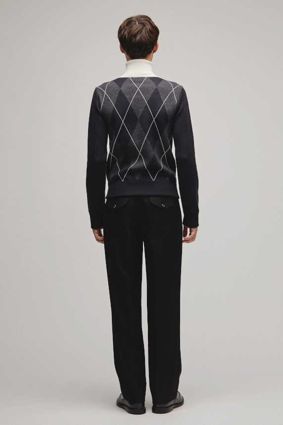 RERACS ARGYLE TURTLE NECK KNIT