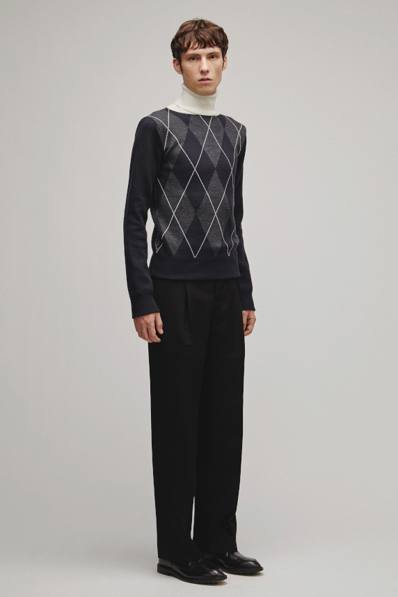 RERACS ARGYLE TURTLE NECK KNIT