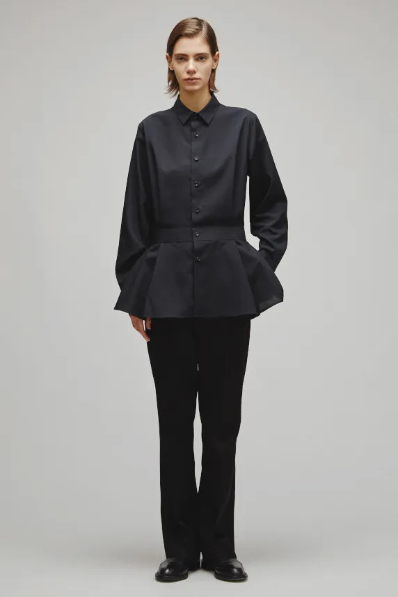 RERACS REGULAR COLLAR PEPLUM SHIRT