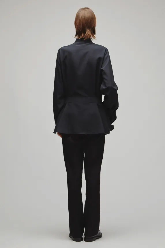 RERACS REGULAR COLLAR PEPLUM SHIRT