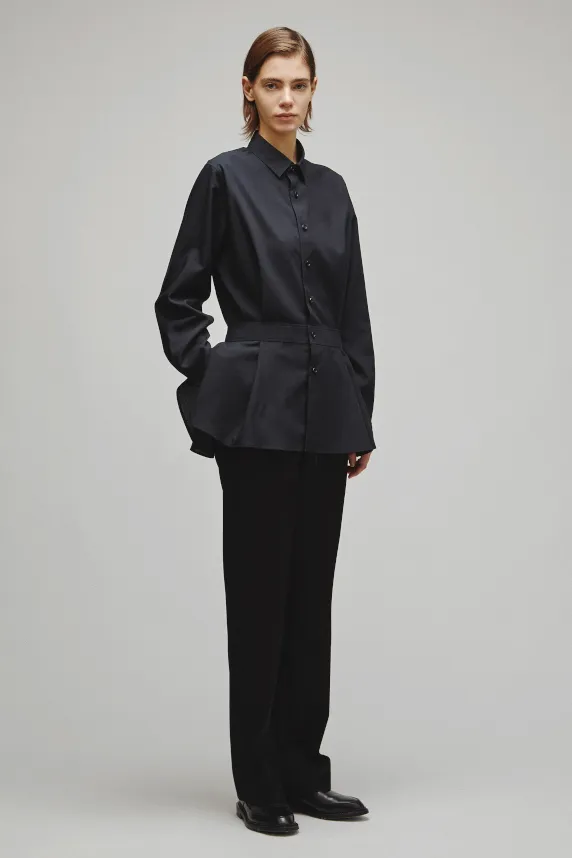 RERACS REGULAR COLLAR PEPLUM SHIRT