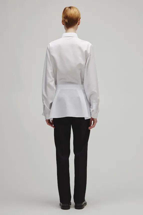 RERACS REGULAR COLLAR PEPLUM SHIRT