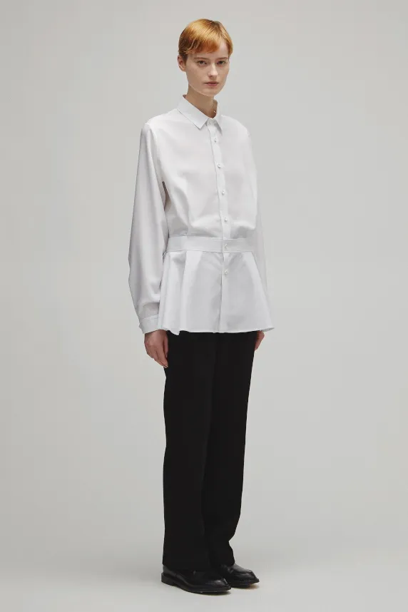 RERACS REGULAR COLLAR PEPLUM SHIRT