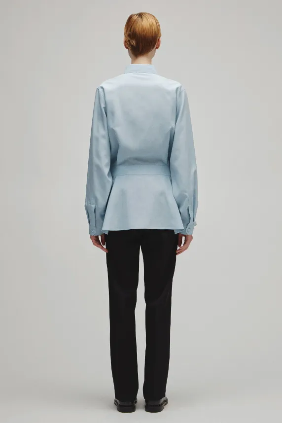 RERACS REGULAR COLLAR PEPLUM SHIRT