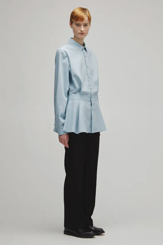 RERACS REGULAR COLLAR PEPLUM SHIRT