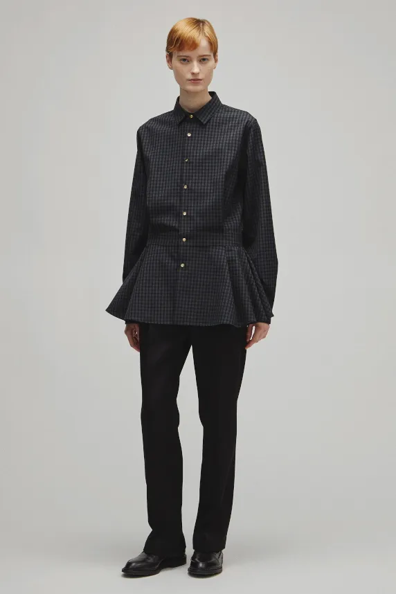 RERACS REGULAR COLLAR PEPLUM SHIRT