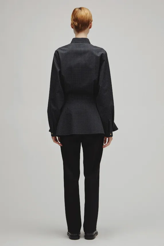 RERACS REGULAR COLLAR PEPLUM SHIRT