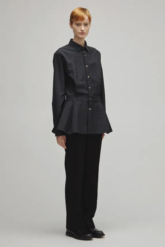 RERACS REGULAR COLLAR PEPLUM SHIRT