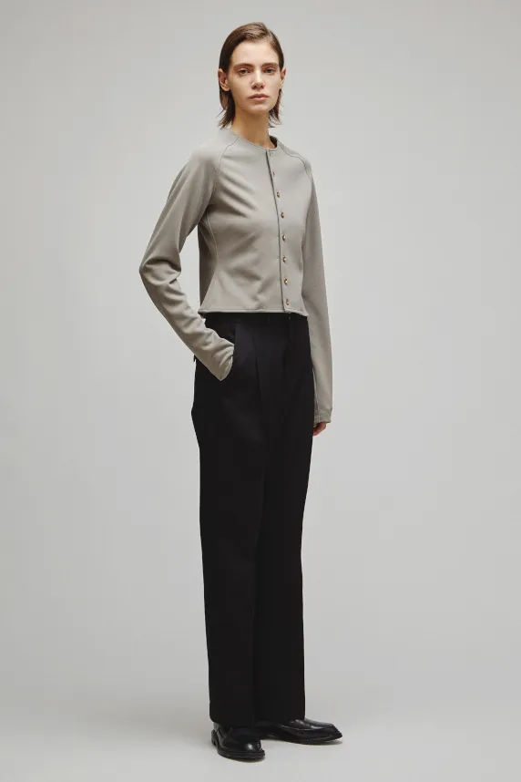 RERACS COLLARLESS TIGHT CARDIGAN