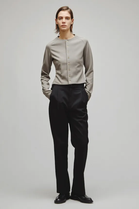 RERACS COLLARLESS TIGHT CARDIGAN