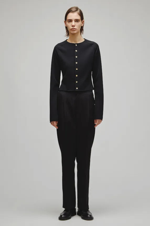 RERACS COLLARLESS TIGHT CARDIGAN