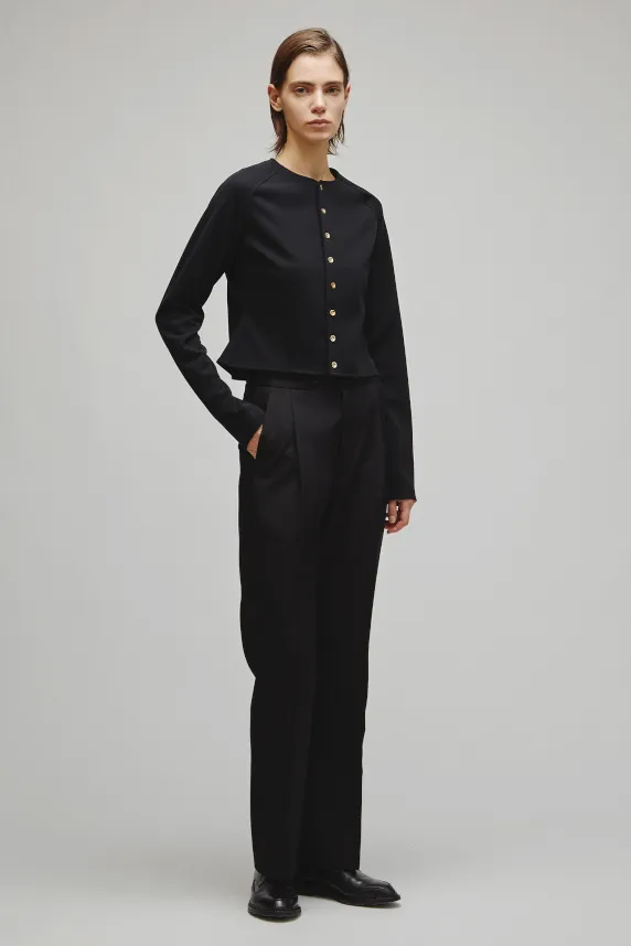 RERACS COLLARLESS TIGHT CARDIGAN