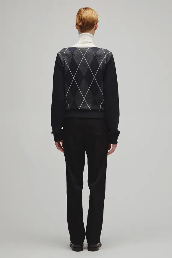RERACS ARGYLE TURTLE NECK KNIT