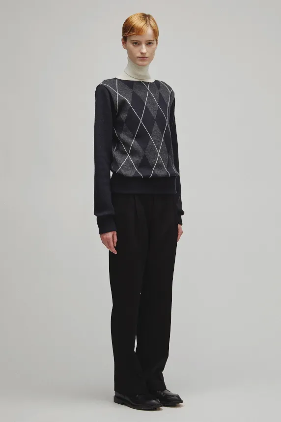 RERACS ARGYLE TURTLE NECK KNIT