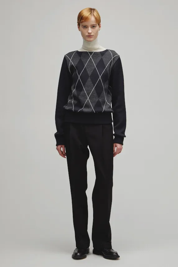 RERACS ARGYLE TURTLE NECK KNIT