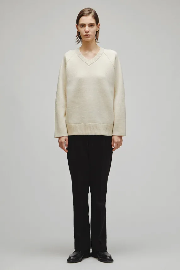 RERACS RAGLAN V NECK PULLOVER KNIT