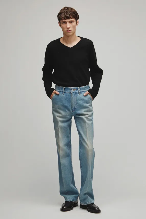 RERACS STRAIGHT SLACKS DENIM PANTS