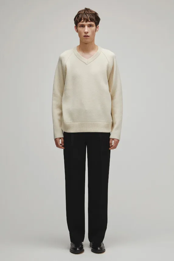RERACS RAGLAN V NECK PULLOVER KNIT