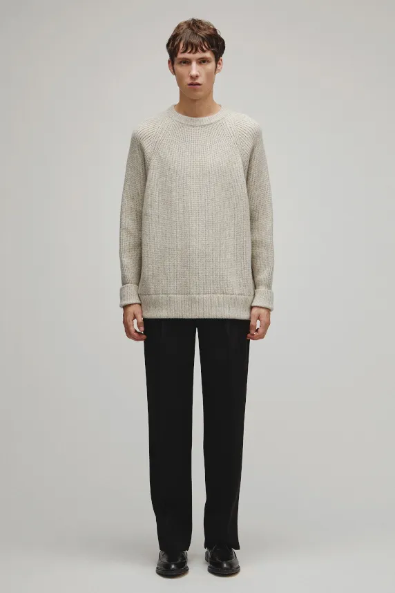 RERACS RAGLAN CREW NECK PULLOVER LOOSE KNIT